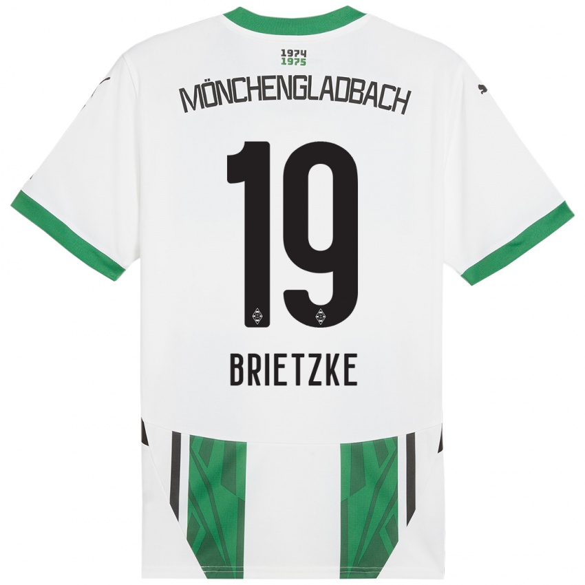 Niño Camiseta Yvonne Brietzke #19 Blanco Verde 1ª Equipación 2024/25 La Camisa