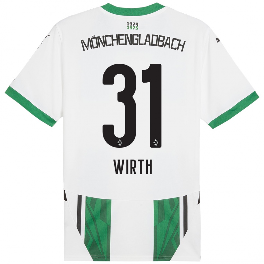 Niño Camiseta Linus Wirth #31 Blanco Verde 1ª Equipación 2024/25 La Camisa