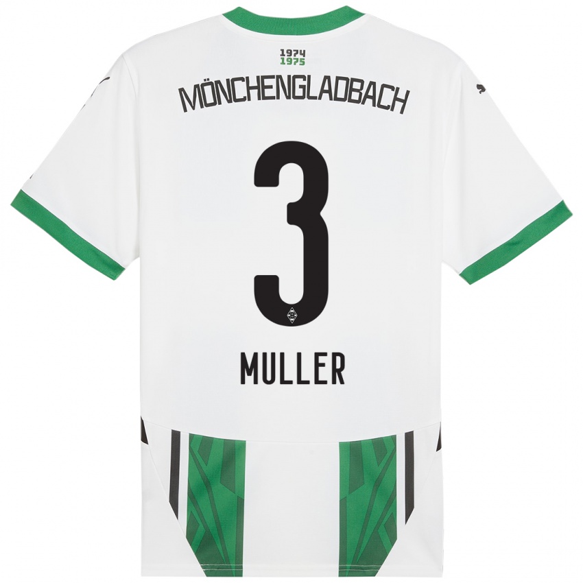 Niño Camiseta Barbara Müller #3 Blanco Verde 1ª Equipación 2024/25 La Camisa