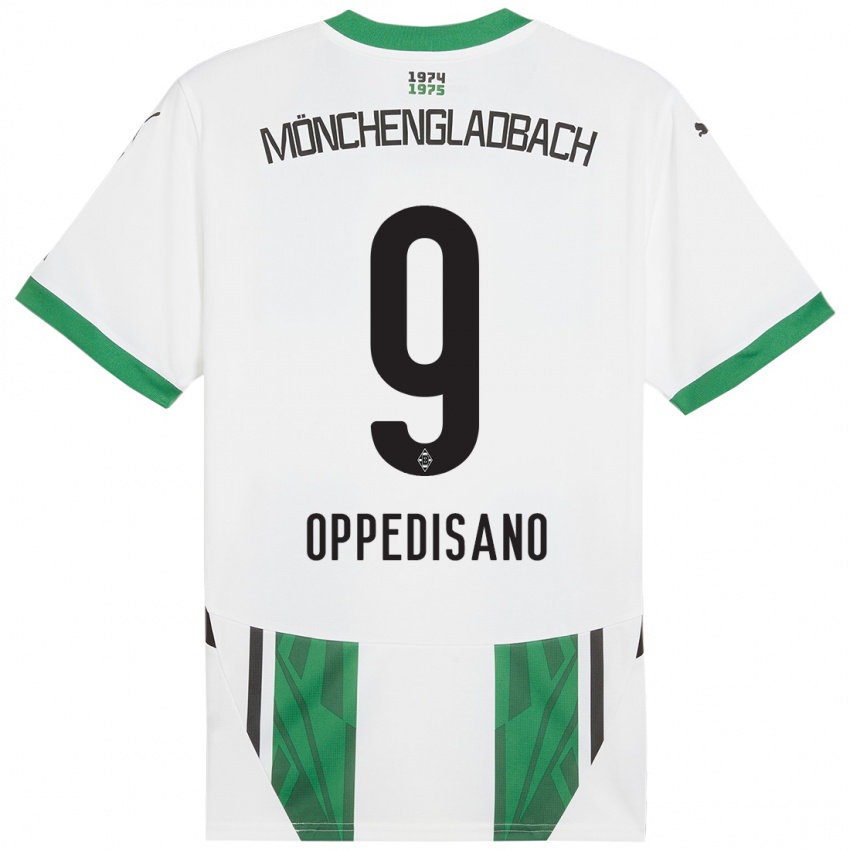 Niño Camiseta Valentina Oppedisano #9 Blanco Verde 1ª Equipación 2024/25 La Camisa