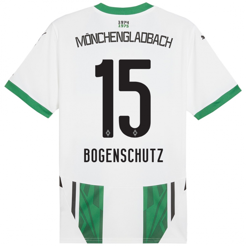 Niño Camiseta Kerstin Bogenschutz #15 Blanco Verde 1ª Equipación 2024/25 La Camisa