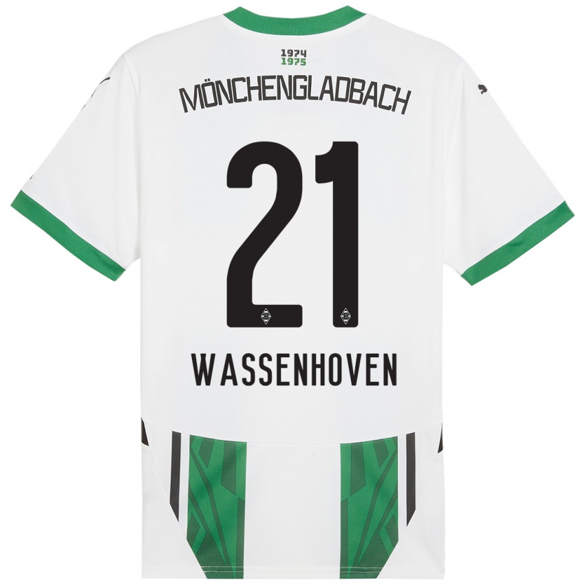 Niño Camiseta Michelle Wassenhoven #21 Blanco Verde 1ª Equipación 2024/25 La Camisa