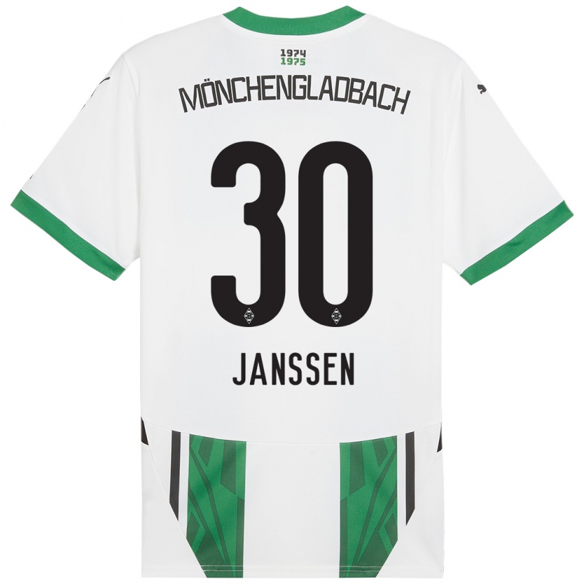 Niño Camiseta Annalena Janssen #30 Blanco Verde 1ª Equipación 2024/25 La Camisa