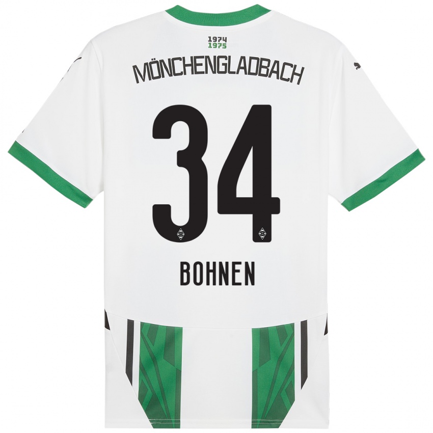 Niño Camiseta Bohnen #34 Blanco Verde 1ª Equipación 2024/25 La Camisa