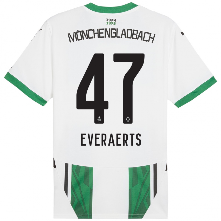 Niño Camiseta Kim Everaerts #47 Blanco Verde 1ª Equipación 2024/25 La Camisa