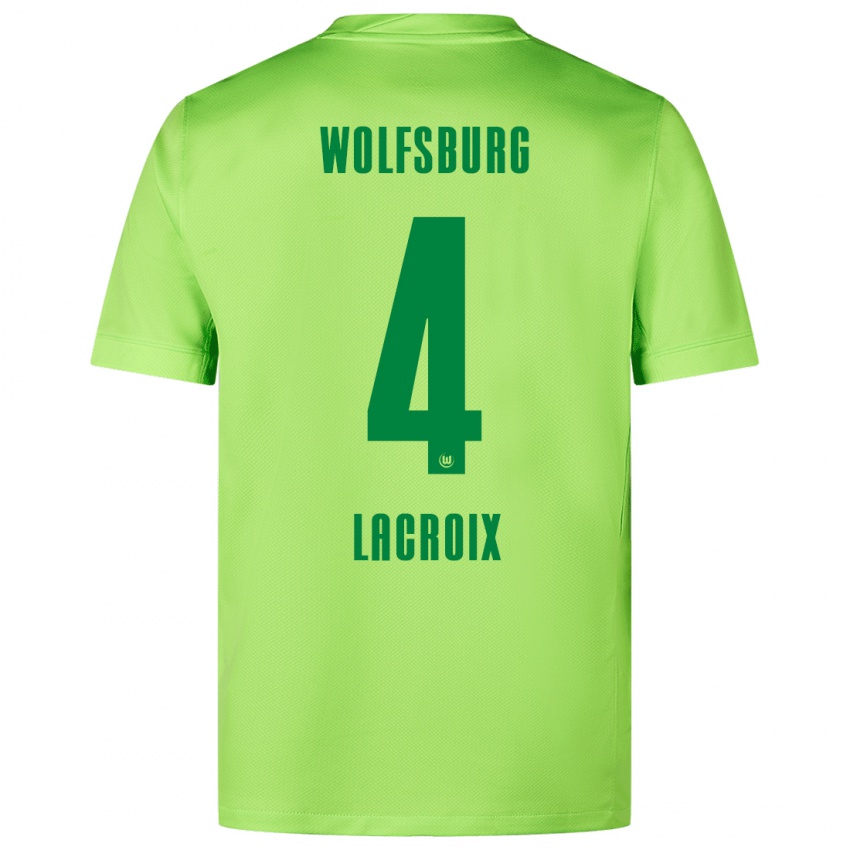 Niño Camiseta Maxence Lacroix #4 Verde Fluorescente 1ª Equipación 2024/25 La Camisa