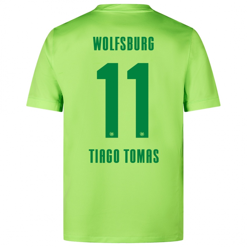 Niño Camiseta Tiago Tomás #11 Verde Fluorescente 1ª Equipación 2024/25 La Camisa