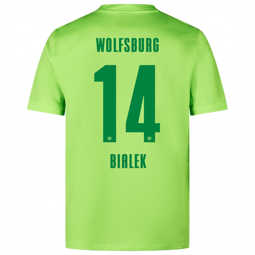 Niño Camiseta Bartosz Bialek #14 Verde Fluorescente 1ª Equipación 2024/25 La Camisa