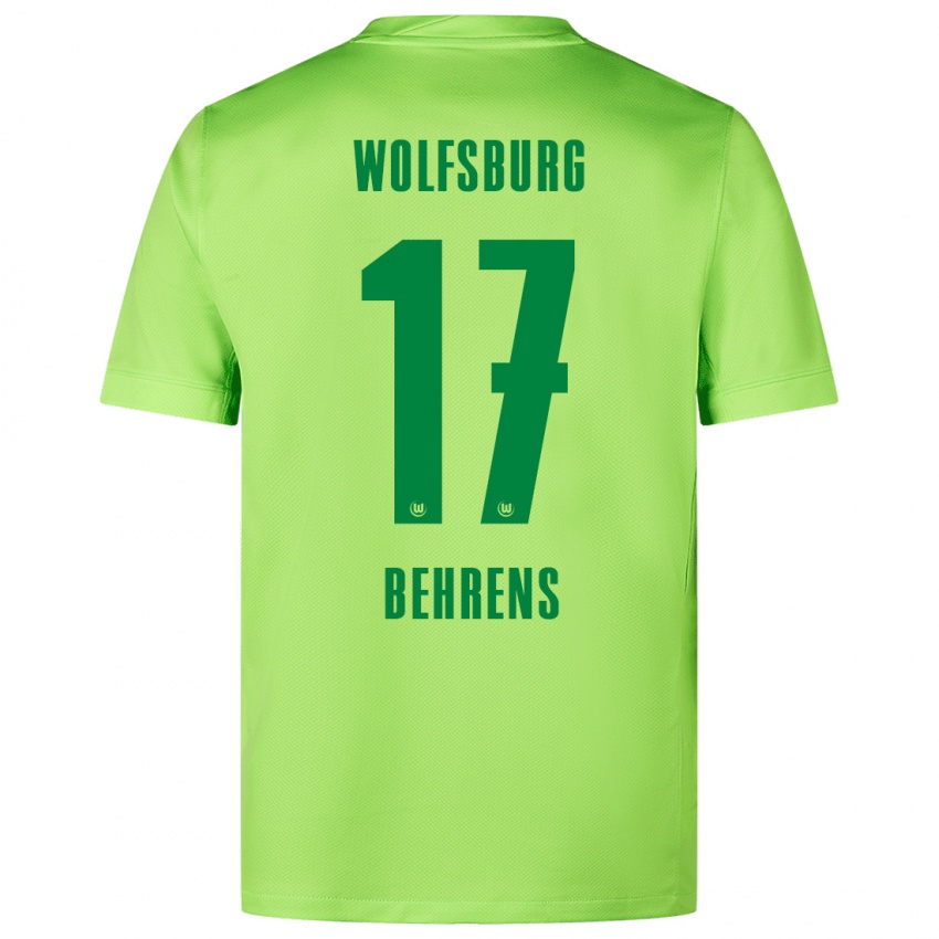 Niño Camiseta Kevin Behrens #17 Verde Fluorescente 1ª Equipación 2024/25 La Camisa