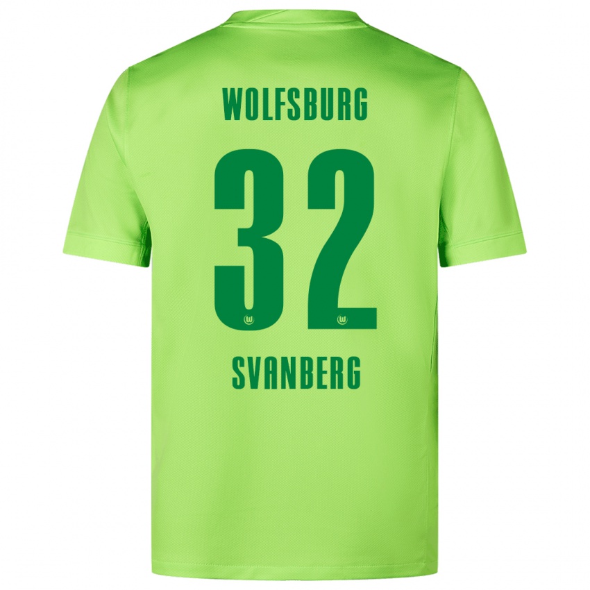 Niño Camiseta Mattias Svanberg #32 Verde Fluorescente 1ª Equipación 2024/25 La Camisa