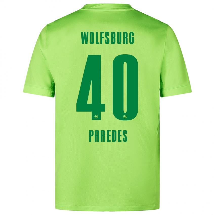 Niño Camiseta Kevin Paredes #40 Verde Fluorescente 1ª Equipación 2024/25 La Camisa