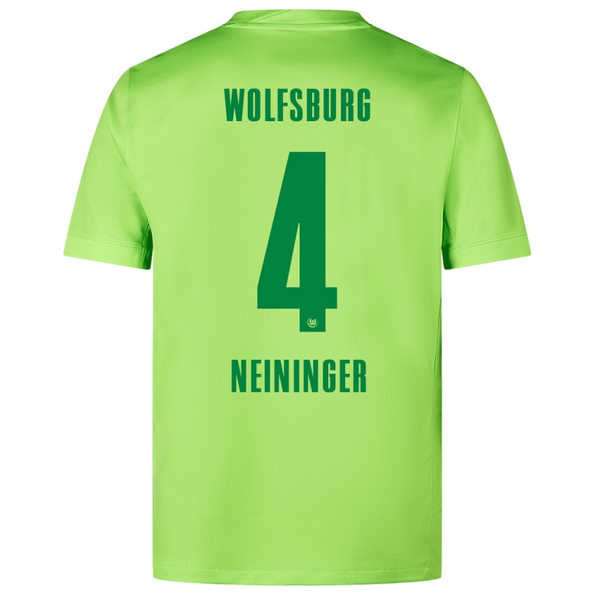 Niño Camiseta Till Neininger #4 Verde Fluorescente 1ª Equipación 2024/25 La Camisa