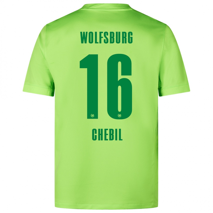 Niño Camiseta Yasin Chebil #16 Verde Fluorescente 1ª Equipación 2024/25 La Camisa