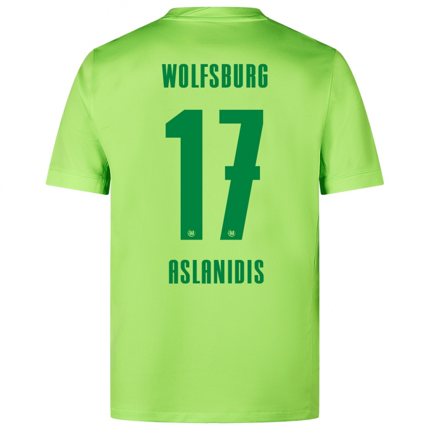 Niño Camiseta Elijas Aslanidis #17 Verde Fluorescente 1ª Equipación 2024/25 La Camisa