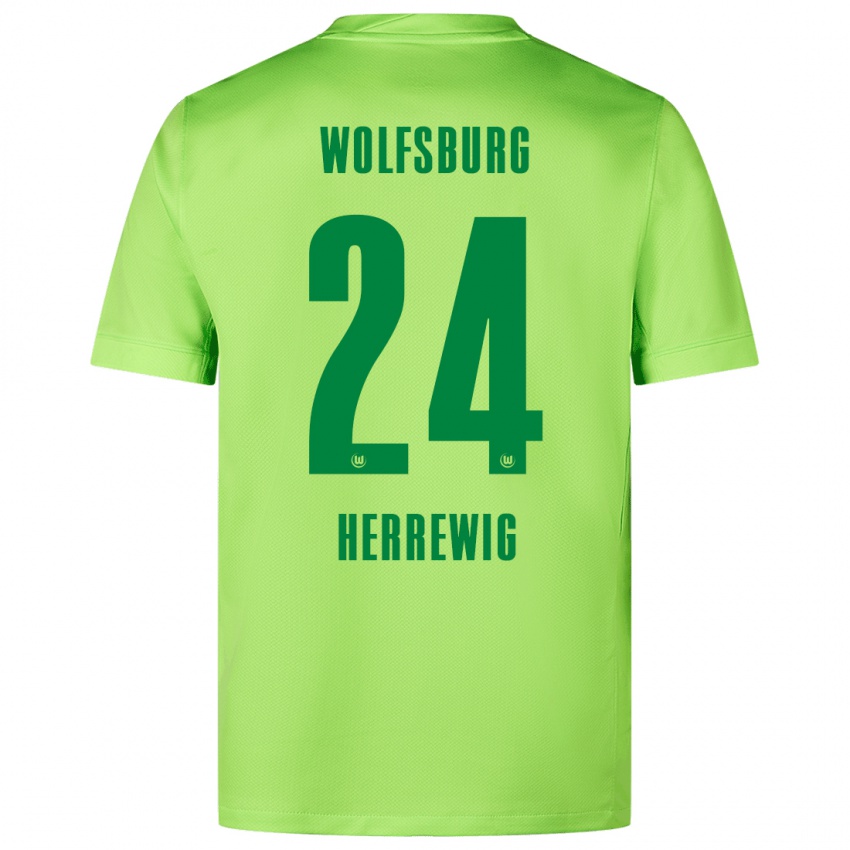 Niño Camiseta Max Herrewig #24 Verde Fluorescente 1ª Equipación 2024/25 La Camisa