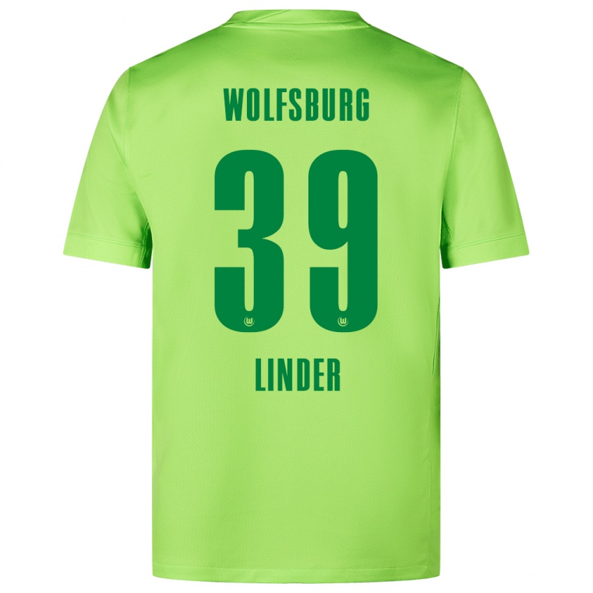 Niño Camiseta Sarai Linder #39 Verde Fluorescente 1ª Equipación 2024/25 La Camisa