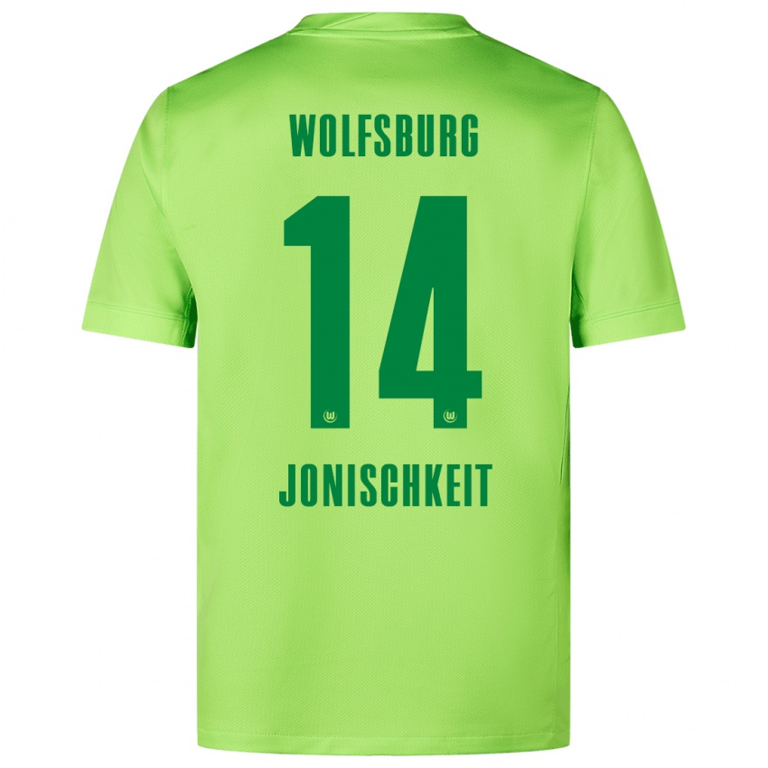 Niño Camiseta Jamal Jonischkeit #14 Verde Fluorescente 1ª Equipación 2024/25 La Camisa