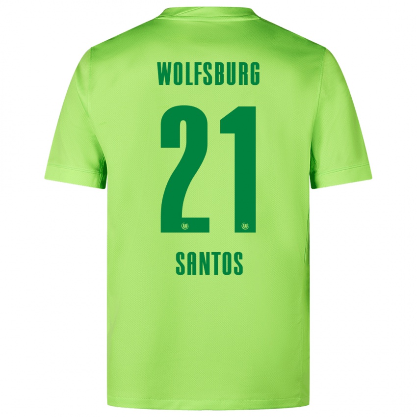 Niño Camiseta Leonardo Santos #21 Verde Fluorescente 1ª Equipación 2024/25 La Camisa