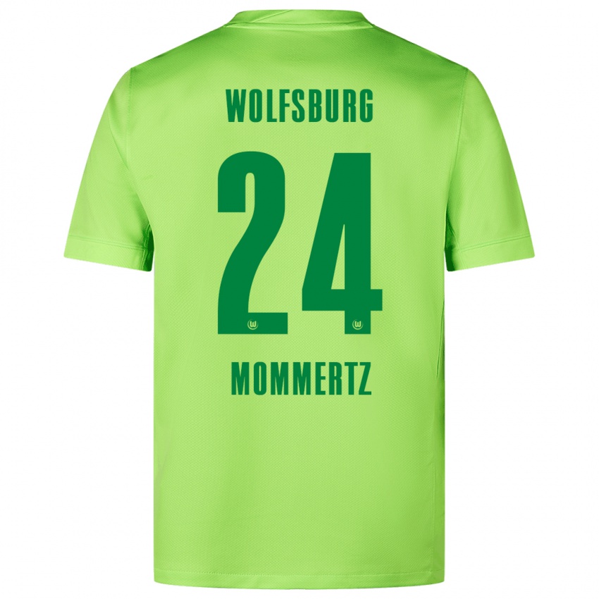 Niño Camiseta Benjamin Mommertz #24 Verde Fluorescente 1ª Equipación 2024/25 La Camisa