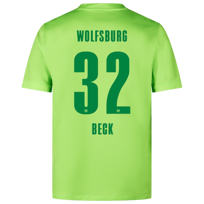 Niño Camiseta Kiara Beck #32 Verde Fluorescente 1ª Equipación 2024/25 La Camisa