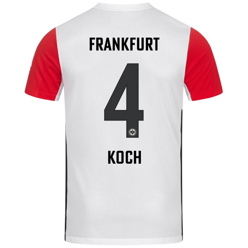 Niño Camiseta Robin Koch #4 Blanco Rojo 1ª Equipación 2024/25 La Camisa