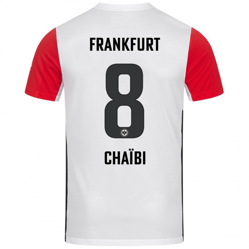 Niño Camiseta Farès Chaïbi #8 Blanco Rojo 1ª Equipación 2024/25 La Camisa