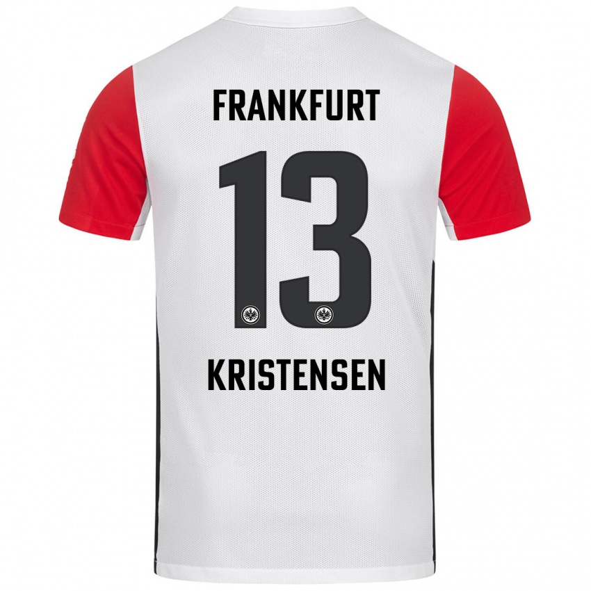 Niño Camiseta Rasmus Kristensen #13 Blanco Rojo 1ª Equipación 2024/25 La Camisa