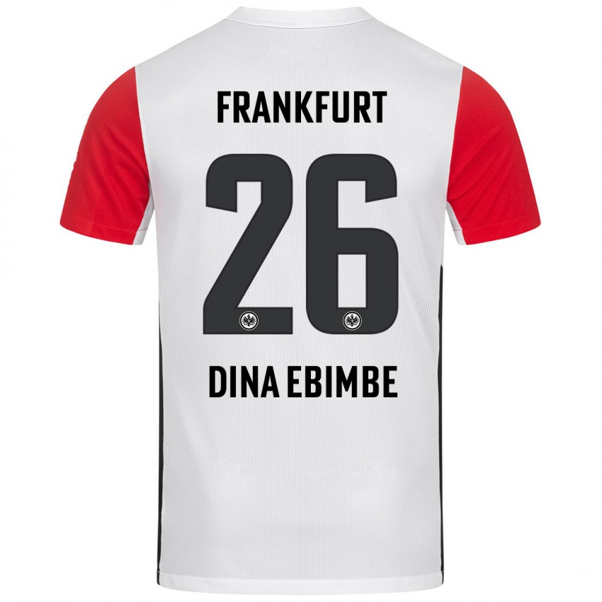 Niño Camiseta Junior Dina Ebimbe #26 Blanco Rojo 1ª Equipación 2024/25 La Camisa