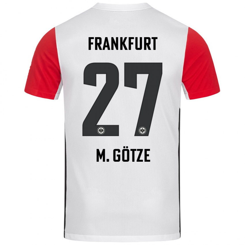 Niño Camiseta Mario Götze #27 Blanco Rojo 1ª Equipación 2024/25 La Camisa