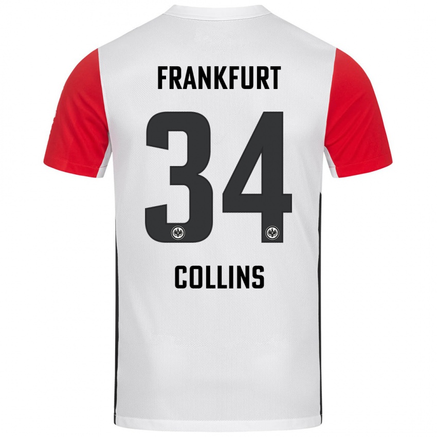 Niño Camiseta Nnamdi Collins #34 Blanco Rojo 1ª Equipación 2024/25 La Camisa