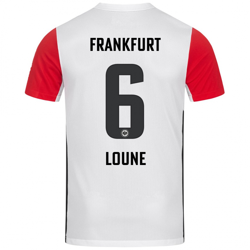 Niño Camiseta Adam Loune #6 Blanco Rojo 1ª Equipación 2024/25 La Camisa