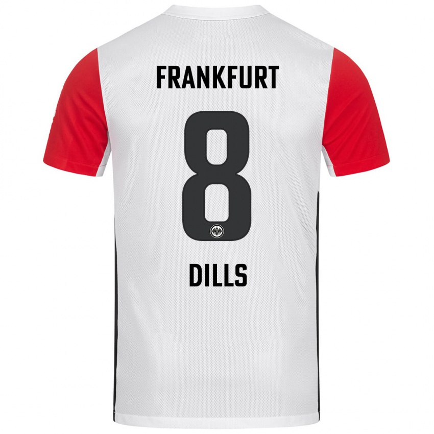 Niño Camiseta Marvin Dills #8 Blanco Rojo 1ª Equipación 2024/25 La Camisa