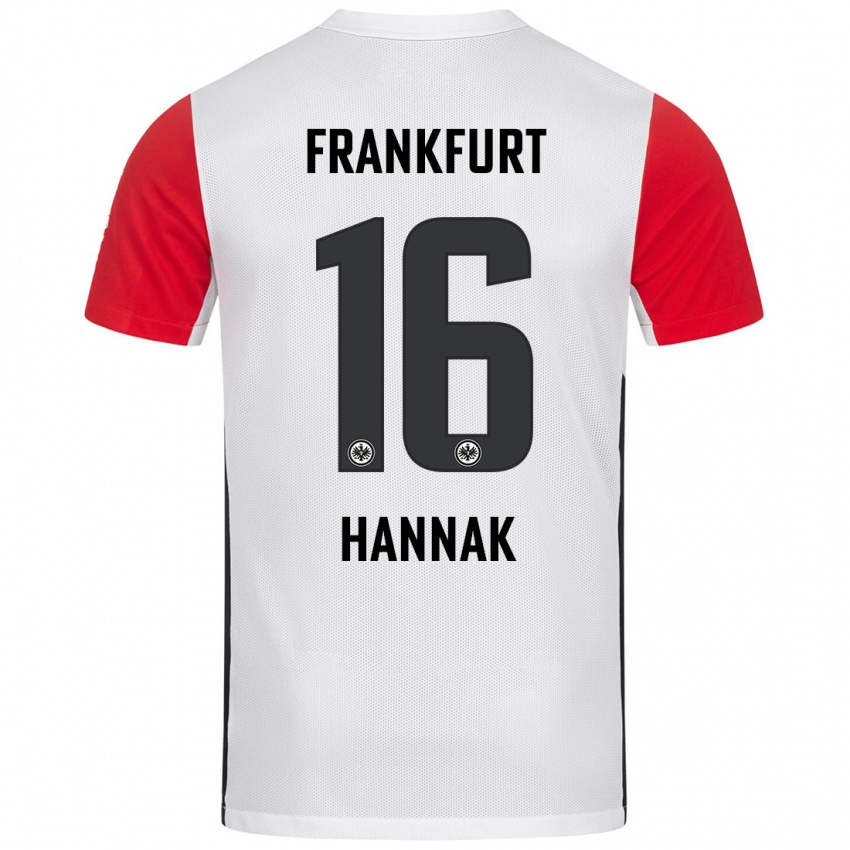 Niño Camiseta Tim Hannak #16 Blanco Rojo 1ª Equipación 2024/25 La Camisa