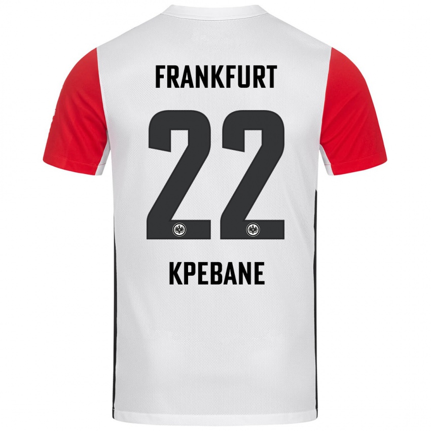 Niño Camiseta Tamiou Kpebane #22 Blanco Rojo 1ª Equipación 2024/25 La Camisa