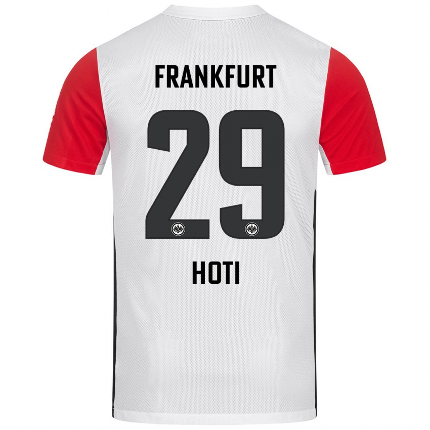 Niño Camiseta Leart Hoti #29 Blanco Rojo 1ª Equipación 2024/25 La Camisa