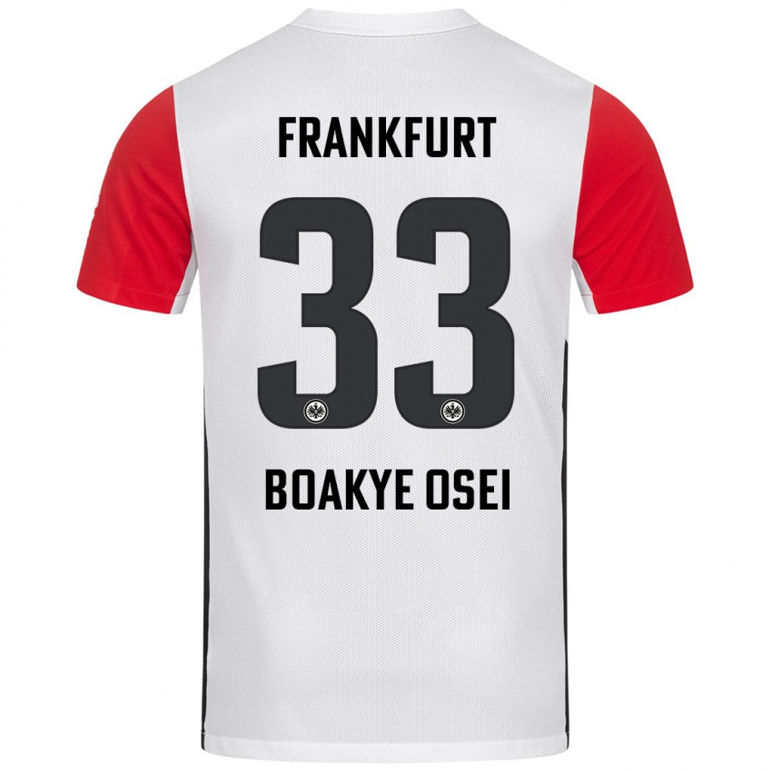 Niño Camiseta Derek Boakye-Osei #33 Blanco Rojo 1ª Equipación 2024/25 La Camisa