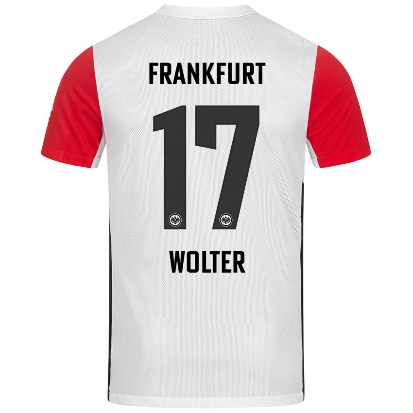 Niño Camiseta Pia-Sophie Wolter #17 Blanco Rojo 1ª Equipación 2024/25 La Camisa