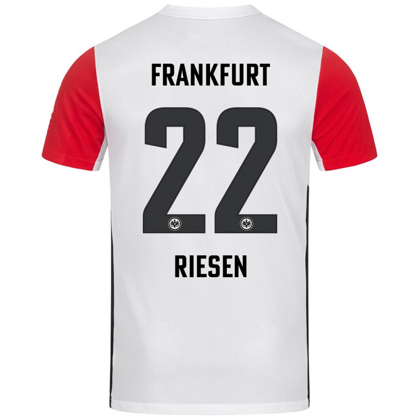 Niño Camiseta Nadine Riesen #22 Blanco Rojo 1ª Equipación 2024/25 La Camisa