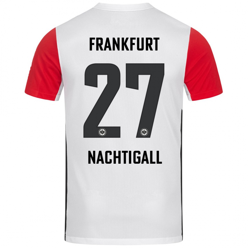 Niño Camiseta Sophie Nachtigall #27 Blanco Rojo 1ª Equipación 2024/25 La Camisa