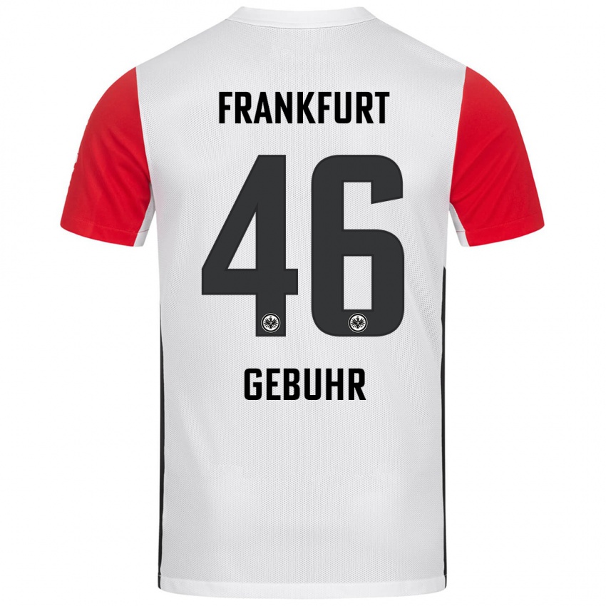 Niño Camiseta Dario Gebuhr #46 Blanco Rojo 1ª Equipación 2024/25 La Camisa