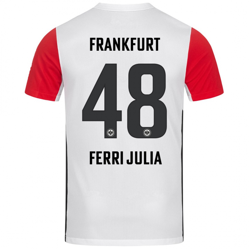 Niño Camiseta Nacho Ferri #48 Blanco Rojo 1ª Equipación 2024/25 La Camisa