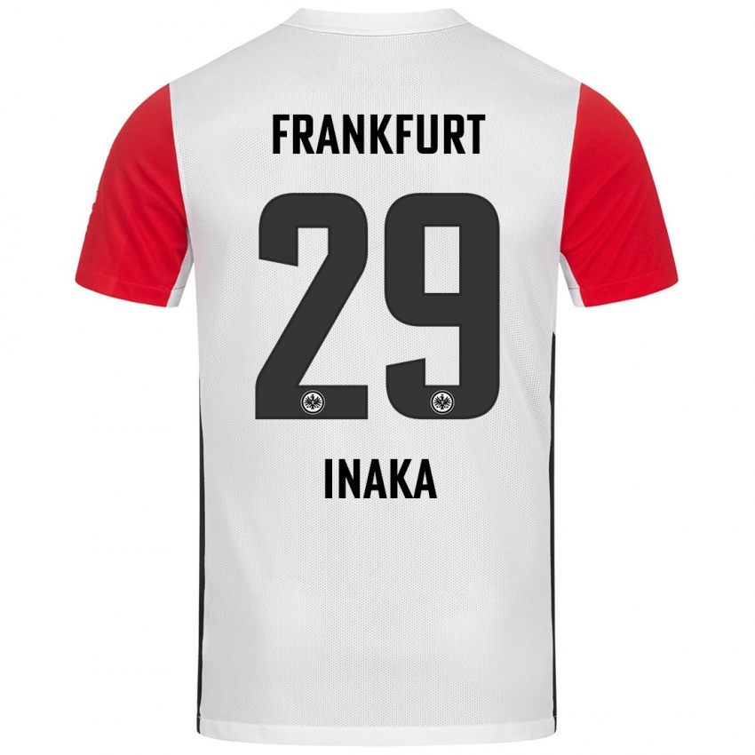 Niño Camiseta Arthur Inaka #29 Blanco Rojo 1ª Equipación 2024/25 La Camisa