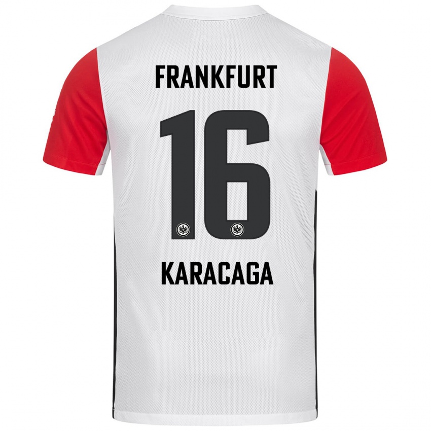 Niño Camiseta Tom Karacaga #16 Blanco Rojo 1ª Equipación 2024/25 La Camisa