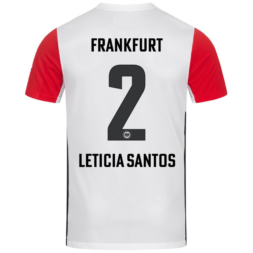 Niño Camiseta Letícia Santos De Oliveira #2 Blanco Rojo 1ª Equipación 2024/25 La Camisa