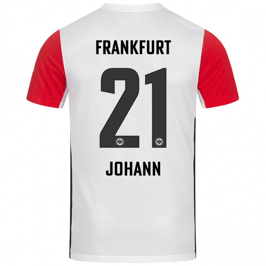 Niño Camiseta Hannah Johann #21 Blanco Rojo 1ª Equipación 2024/25 La Camisa