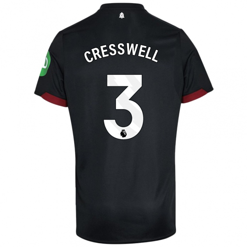 Niño Camiseta Aaron Cresswell #3 Negro Blanco 2ª Equipación 2024/25 La Camisa