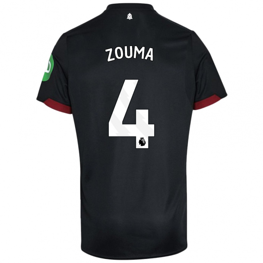 Niño Camiseta Kurt Zouma #4 Negro Blanco 2ª Equipación 2024/25 La Camisa