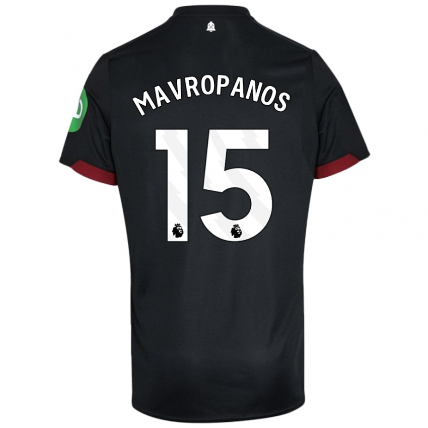 Niño Camiseta Konstantinos Mavropanos #15 Negro Blanco 2ª Equipación 2024/25 La Camisa