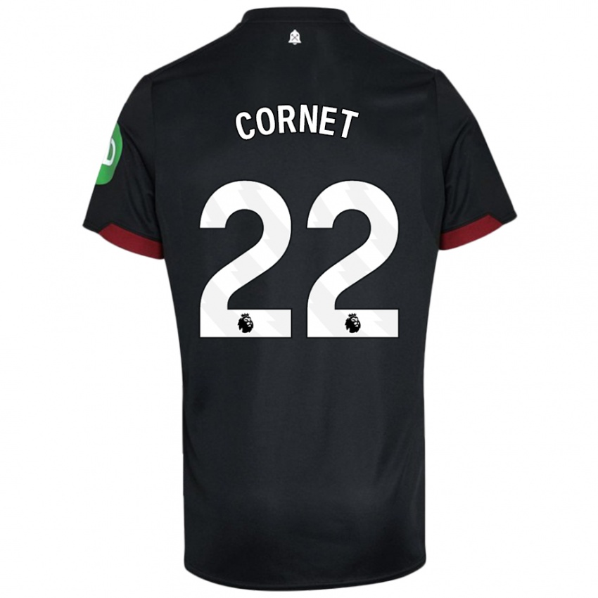 Niño Camiseta Maxwel Cornet #22 Negro Blanco 2ª Equipación 2024/25 La Camisa