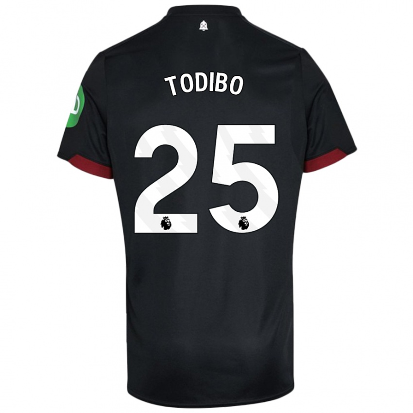 Niño Camiseta Jean-Clair Todibo #25 Negro Blanco 2ª Equipación 2024/25 La Camisa